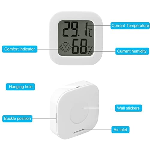 flintronic Thermomètre Hygrometre Interieur, 3PCS Mini Thermomètre Hygromètre Intérieur Digital à Haute Précisio,Thermomètre Précis et Hygromètre pour La maison,Le bureau,Les Reptiles,La Pépinière