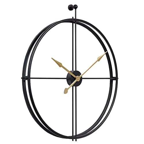 LW Collection Horloge Murale Alberto Noir avec Aiguilles dorées 80 cm - Grande Horloge Murale Industrielle en Métal - Horloge Murale Moderne - Mouvement Silencieux - Horloge Silencieuse