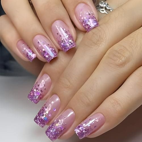 7 Boîtes Paillette Ongle Glitter Nail Art Sequin Poudre Décoration Manucure Maquillage Ongle Visage Corps Cheveux pour Femme Fille (Rose)