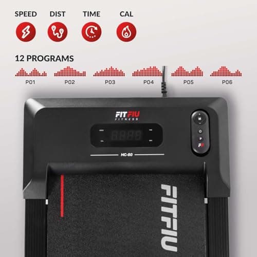 FITFIU Fitness MC-60 Tapis de Course et de Marche pour Dessous de Bureau 6 km/h, Inclinaison Fixe de 5o, Surface de 36 x 100 cm, télécommande, Poids Max 110 kg, pour Marche et Jogging