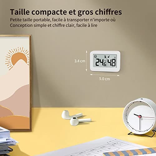 DOOMAY 2 mini hygromètres thermomètres d'intérieur, jauge d'humidité avec Celsius (°C), moniteur de température numérique pour cave à serre, chambre de bébé, cave, incubateur de reptiles