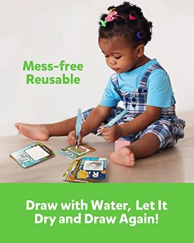 Coogam Cartes de coloriage à l'eau de l'alphabet, Cartes Flash Aqua Painting Doddle, Dessin de 26 Lettres, Mots ABC, Jouet d'apprentissage éducatif Cadeau pour Les Tout-Petits de 3 4 5 Ans