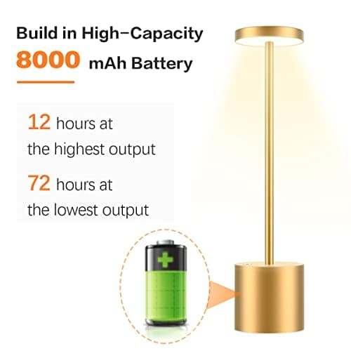 Hapfish Lampes de table sans fil, lampe de bureau LED rechargeable 8000mAh avec télécommande, 3 modes de couleur, lumières modernes à piles pour chambre, bureau, salle à manger