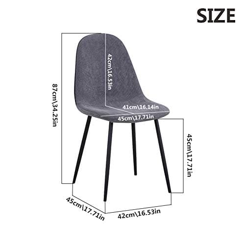 GOLDFAN Table a Manger avec 4 Chaises,Ensemble de Table à Manger Noir avec 4 Chaises,Table en Verre Trempé Moderne avec 4 Chaises en Tissu Confortable Gris,110cm