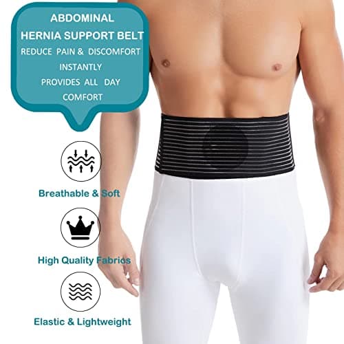 Ceinture pour hernie ombilicale pour homme et femme - Soutien abdominal avec coussinets de compression - Soutien de la taille après chirurgie, post-partum et hernie ombilicale