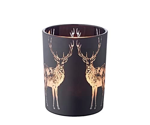 EDZARD Porte-Bougie sur Forme de cerf, Verre Noir, Hauteur 13 cm