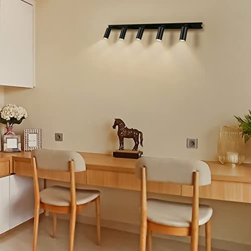 Eofiti Plafonnier LED 5 Spot Orientable Noir Spots LED G9 3W 3000K Blanc Chaud 360LM Moderne Éclairage de Plafond pour Salon Salle à Manger Cuisine Chambre Couloir Ampoules Incluses