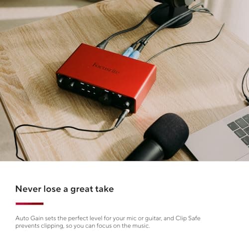Focusrite Scarlett 2i2 4th Gen, interface audio USB pour enregistrer, composer, streamer et podcaster — des prises de son de très haute qualité et tous les logiciels pour enregistrer