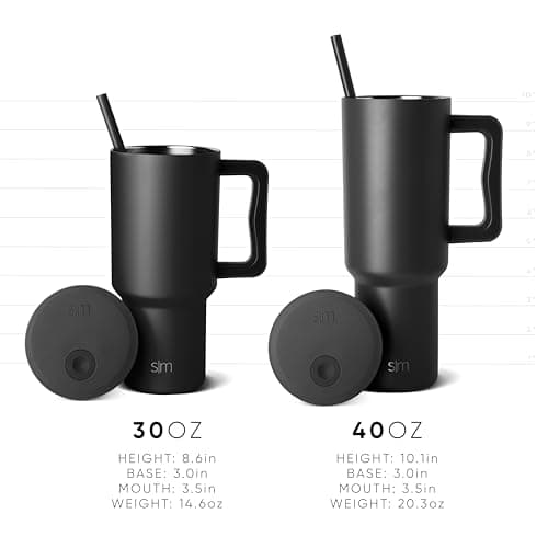 Simple Modern Gobelet Thermique avec Poignée et Paille | Bouteille d'Eau Isolée en Acier Inoxydable | Vaso de viaje para café helado | Trek Collection | 1180ml | Winter White