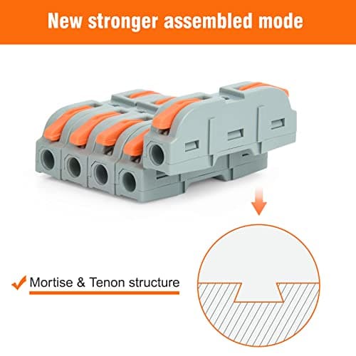 34 Pièces Connecteurs Electriques Rapide avec Levier, Bornes de Connexion Automatique, 1-Fil 2-Entrées et Peut être Librement Combiné,Compact Borne connexion électrique