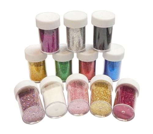 Craft Glitter Lot de 12 pots de poudre de paillettes 168 g pour travaux manuels et décorations de Noël (12 couleurs)