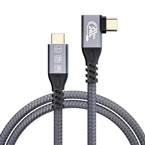 MOPOCHG Câble USB C vers USB C Coudé 240W Charge Rapide Câble USB 3.2 Vidéo 4K 60Hz Data Sync à 20Gbps Pour iPhone 15 Plus Pro Max MacBook Pro Air iPad Pro Galaxy S24 S23 Plus Ultra Tab S9 (1M)