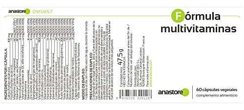FORMULE MULTIVITAMINES * 750 mg / 60 capsules * Fer, magnésium, zinc, cuivre, chrome, manganèse, molybdène, sélénium, iode, calcium, phosphore et vitamines