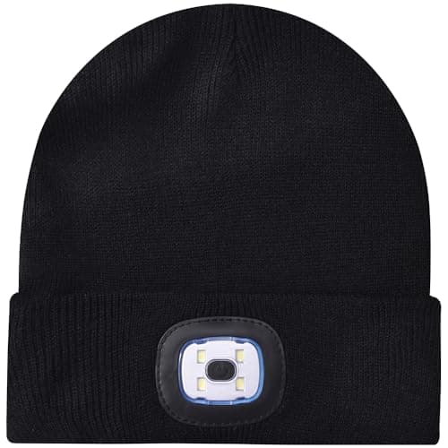 Stycizom LED Bonnet Lampe Frontale, Étanche Lumière Hiver Chaud Phare Cadeaux pour Hommes et Femmes,vélo Camping Randonnée en Plein air Coiffe Rechargeable