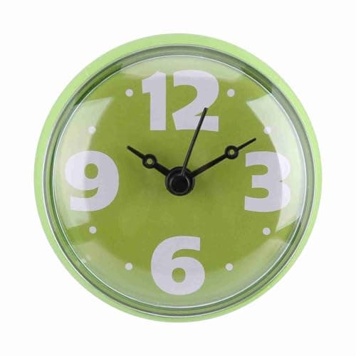 Horloge Murale à Aspiration étanche, Petite Horloge de Type pointeur Traditionnel, Fixation Facile au Mur/Miroir/Verre de la Salle de Bain, pour Salle de Bain/Cuisine(Vert)