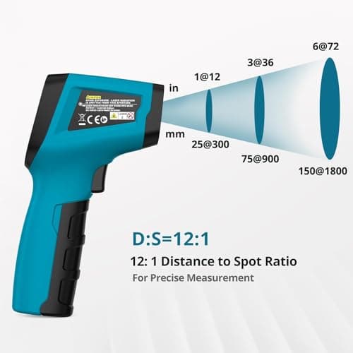 Thermomètre Infrarouge Laser Numérique Sans Contact, -50°C ~ 600°C(-58°F ~ 1112°F), Emissivité Réglable, Idéal pour Cuisine, Barbecue, Four, Frigo Professionnel, Pizza, Viande