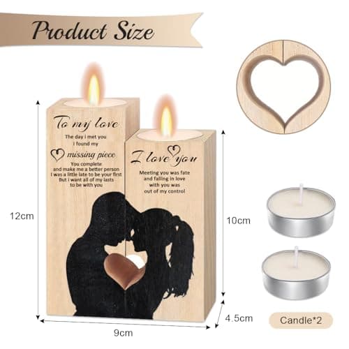 Bieiyhe Bougeoir en Bois en Forme de Coeur Bougie Meilleure Amie Petite Amie Meilleur Cadeau Bougeoir Bougeoir d'anniversaire Bougeoir Imprimé Bougies Personnalisées Bougie Déccrative pour Mariage