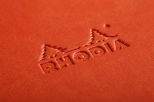 RHODIA 118634C - Carnet Rigide Tangerine - 9 x 14 cm - Uni - 192 pages - Papier Clairefontaine Ivoire 90 g/m2 - Marque-Page, Fermeture Élastique - Couverture Simili Cuir - Collection Rhodiarama