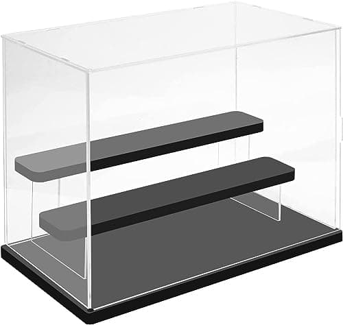 Nynelly 3 Niveaux Vitrine pour Collection en Acrylique,Assembler Boîte Présentoir Vitrine Antipoussière pour Action Pop Figures Jouets De Collection,Noir, 12.6 "Lx7 Wx10 H