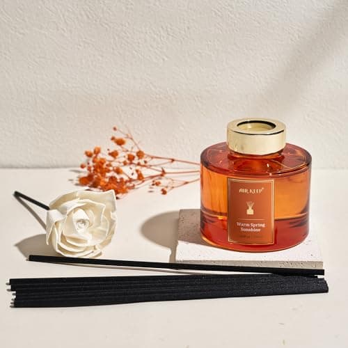 Airkeep Diffuseur de Parfum 150ml, Warm Spring Sunshine Reed Diffuser Set, Rose Parfum d Ambiance Maison, Decoration pour Chambre, Salon, Salle de Bain, Bureau