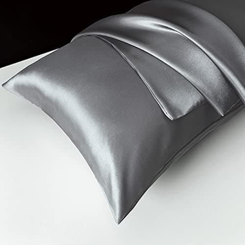 FARFALLAROSSA Lot de 2 Taies Oreiller en Satin 45 x 70 cm, Oreiller Satin Gris, Satinées Housse d'oreiller Doux Prend Soin de Votre Peau et Antichute de Cheveux