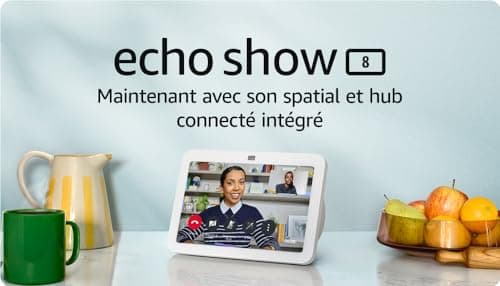 Echo Show 8 (Nouvelle génération) | Écran tactile HD connecté avec son spatial, hub connecté intégré et Alexa | Blanc