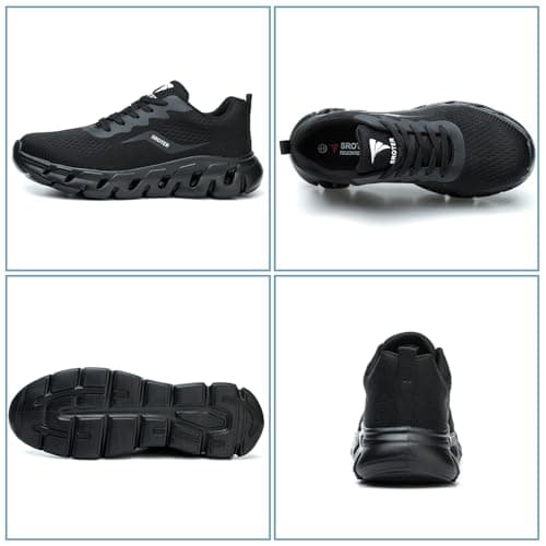 HEOAARG Chaussures de Sécurité Hommes Femme Embout Acier Chaussures de Travail Légère Respirant Antidérapante Basket de Securite Chaussure de Chantier,Noir EU 42