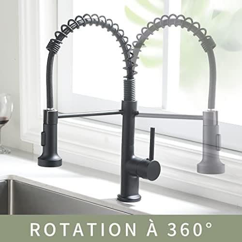 AIMADI Robinet Cuisine Mitigeur Cuisine Robinet Cuisine Douchette Evier Cuisine Robinet Cuisine Noir Avec Douchette Mitigeur Evier Cuisine Robinet de Cuisine Pivotant à 360°