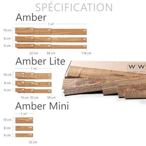 Wooden Wall Design Modèle « Amber Mini » Panneaux muraux en bois recyclé 1m2