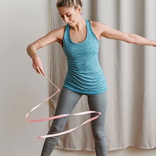 Trimming Shop Ruban de Gymnastique Rythmique avec bâton de Danse virevoltant pour Enfants, Danse Artistique, activités d'entraînement de Gymnastique, 4 mètres, 5 Couleurs Assorties