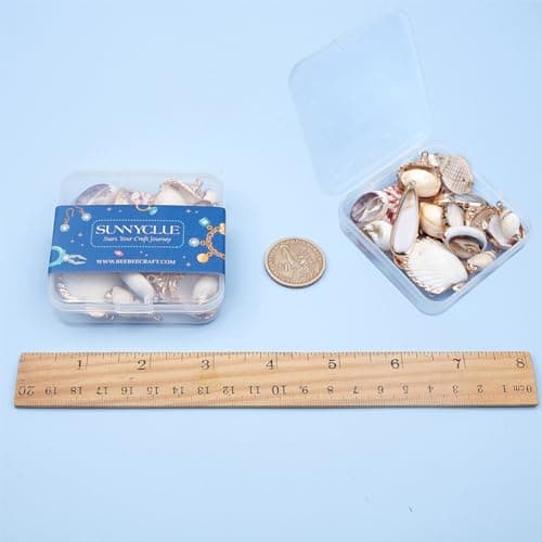 SUNNYCLUE 1 Box 20pcs 10 Styles Natural White Cowrie Seashells Pendant Conch Shells Plated Charms Shells de Breloques for Necklace Bracelet Earring Making Perles de Coquillage Naturel