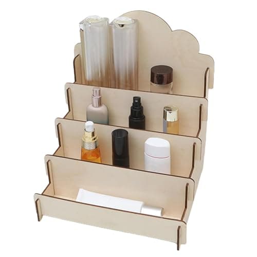 Présentoir de cartes de vœux en bois à 4 niveaux - Présentoir portable pour cartes postales - Support multifonction - Chevalet de présentation pour magazines