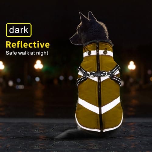 Oslueidy Imperméable à l'eau Chien Manteau, Hiver Chaud Chien Veste réfléchissant vêtements pour Animaux de Compagnie Chien Temps Froid Manteau Confortable Snow Suit Veste Gilet (Jaune, 6XL)