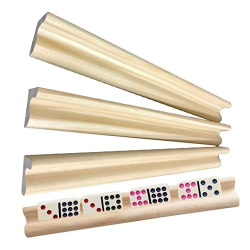 Support De Domino Plateau en Bois, 4 Pièces Porte-Cartes en Bois Présentoir De Jouets Carreaux De Mahjong Support De Carreaux en Bois Support D'affichage en Bois Support De Domino Multifonction