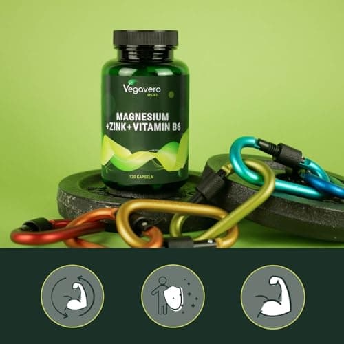 ZMA Vegavero® | Sans Additifs & VEGAN | Avec Zinc + Magnésium Naturel + Vitamine B6 | Qualité Supérieure : Avec AquaminTM Mg | Aspartate de Zinc | Musculation & Sommeil | 120 Gélules