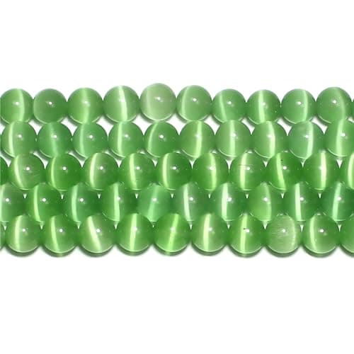 MJDCB 180 pièces Petites Perles Oeil de Chat Vert Clair 6mm Perles de Cristal Ronde Vrac pour La Fabrication de Bijoux Bracelets Boucles D'oreilles Colliers Accessoires