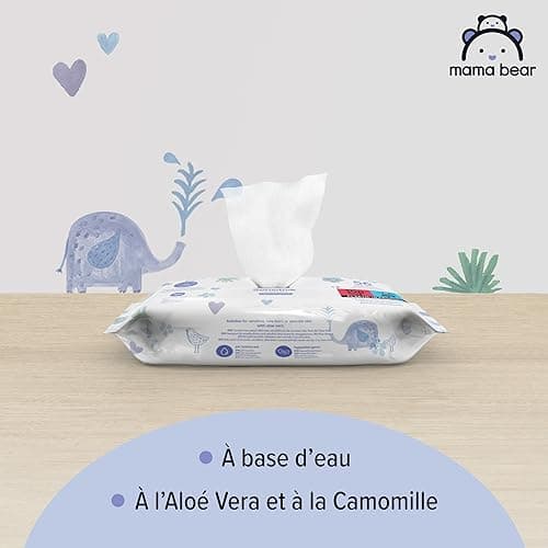 Marque Amazon - Mama Bear Lingettes Pour bébé Sensibles, Sans parfum, 1008 Unité, 18 Lot de 56 lingette