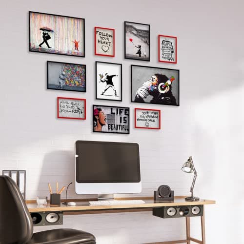 Giallobus - Lot de 10 Affiches murales - Banksy - Collection Banksy 1 - Papier couché - | 2 x A3 42x30cm | 4 x A4 30x21cm | 4 x A5 21x15cm | - sans Cadres - Tableaux Modernes Salon