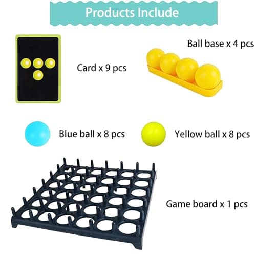 Jeu de Balle Rebondissante, Jeu de Société Interactif Parents-Enfants, Jeux de Table Balle Rebondissante, avec 16 Balles et 9 Cartes de Tâches, Bouncing Ball, Jeu Familial Amusant pour 2-4 Joueurs