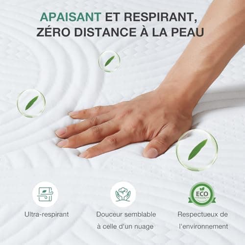 Novilla Surmatelas 90x200, 5CM, Surmatelas en Mousse en Matériau Bambou, Certifié Sûr et Fiable par CertiPUR-US et Oeko-TEX, Absorbant et Respirant, Tissu Doux pour La Peau, Lavable