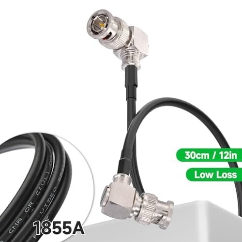 Superbat Câble BNC 30cm 3G/6G/HD SDI Câble Belden 1855A Câble 75ohm BNC Double Mâle à Angle Droit SDI Câble Vidéo pour HD-SDI/3G-SDI/4K Caméra (Double Angle Droit,1 Pièce)