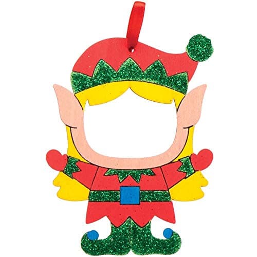 Baker Ross AX399 Décorations De Cadre Photo En Bois Lutin De Noël - Lot De 10, Décorations De Noël Pour Enfants À Concevoir Et Décorer, Artisanat De Noël Fait Maison