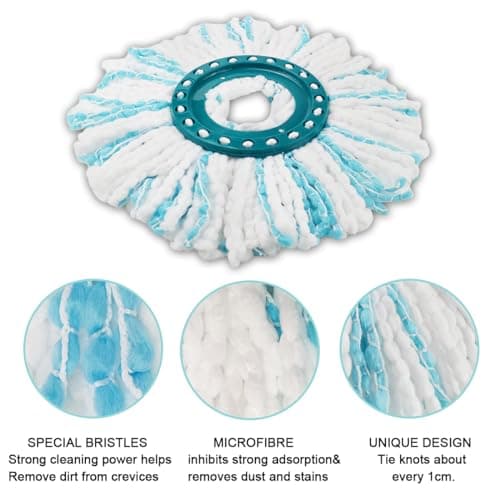 4 Pièces pour Leifheit Têtes de Rechange Clean Twist Disc Mop Micro Kit, Système à 2 Fibres Balai pour Leifheit Serpillière Franges de Remplacement, pour Tous Types de Sols