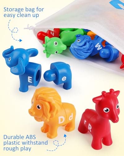 Coogam ABC Animal Alphabet Matching Game, 26PCS majuscule et minuscule, jouets sportifs fins, jouets d'apprentissage pré-scolaire pour les enfants de 2 3 4 ans