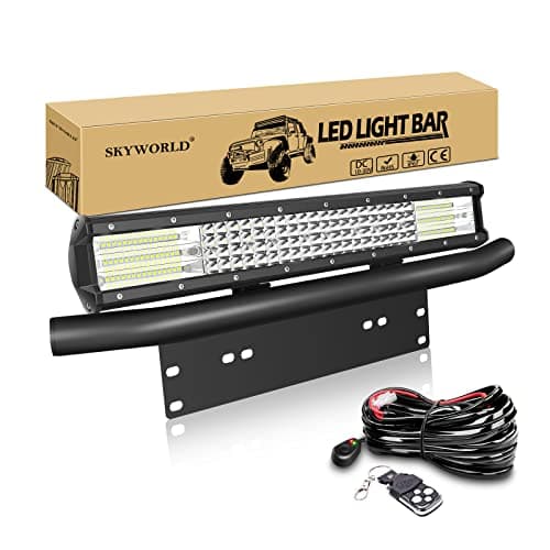 SKYWORLD Barre Lumineuse LED de Travail, 52cm 510W Antibrouillard rampe Led 4x4, support de fixation de plaque d'immatriculation avec 12V stroboscopique câblage Camion Tracteur voiture extérieures
