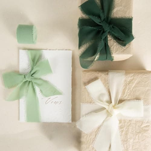Ruban cadeau mousseline de soie ruban|3,8 cm x 19,4 m|ruban de soie ruban mousseline ruban tissu,mariage tissu ruban (Vert de gris)