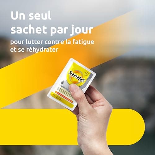 Supradyn Magnésium et Potassium Complément Alimentaire Multivitaminé avec Vitamines B, C et Minéraux, Soutien contre la fatigue, pour les athlètes, 60 Sachets Effervescents Sans Sucre, Goût Orange