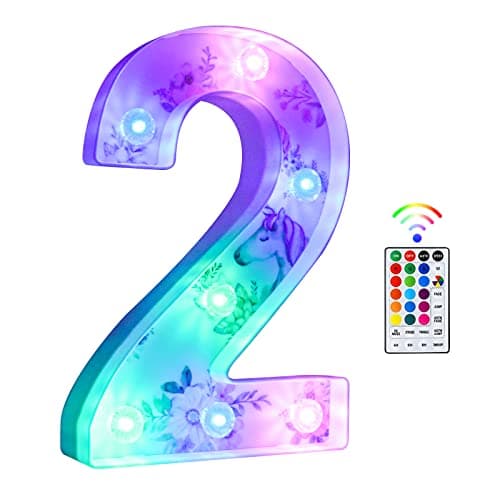 Beality Lettres Lumineuses, Licorne LED 18 Couleurs Changeantes 26 Lettres Lumineuse, Licorne Lumineuses pour Femme Filles Cadeau Anniversaire Noël Chambre à Coucher Fête Décoration (2)
