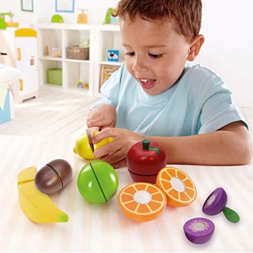 Airlab Jouet Bois Fruits Légumes de Coupe pour Dinette Enfant, Cuisine Jeux Accessoire Aliment Nourriture, Jouet Éducatif Éveil Montessori, Cadeau Anniversaire Pâques Halloween Noël Garçon Fille Bébé