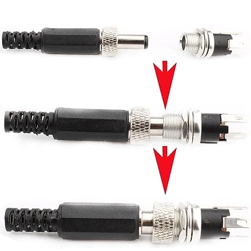 RUNCCI-YUN DC 5.5mm x 2.1mm Connecteur Alimentation 12V kit,10pcs Panneau Monture Connecteur+10PCS Connecteur Plug DC 12v onnecteur Alimentation À Souder+10PCS Capuchon en Caoutchouc